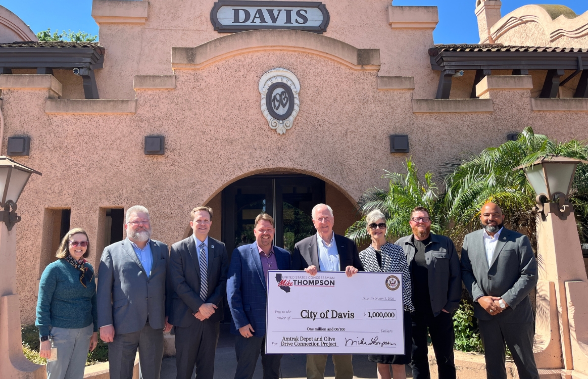 Rep. Thompson Presents Check for Davis Amtrak Olive Drive Connection