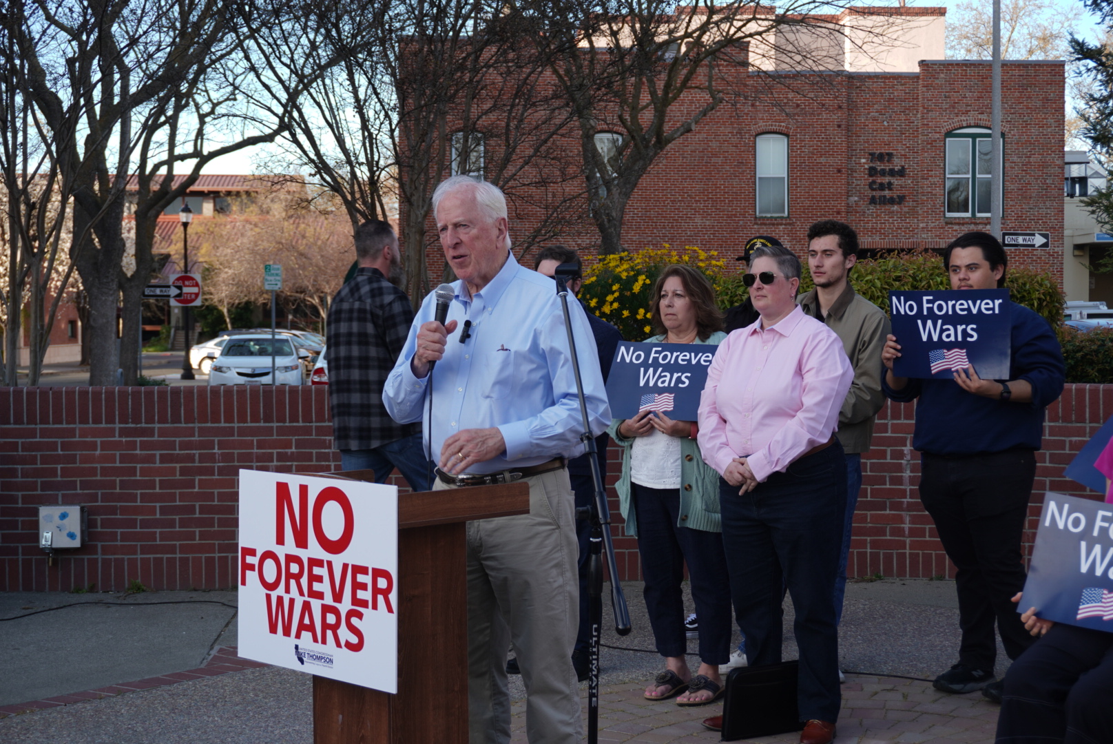 Rep. Thompson at "No Forever Wars" Day of Action in Woodland