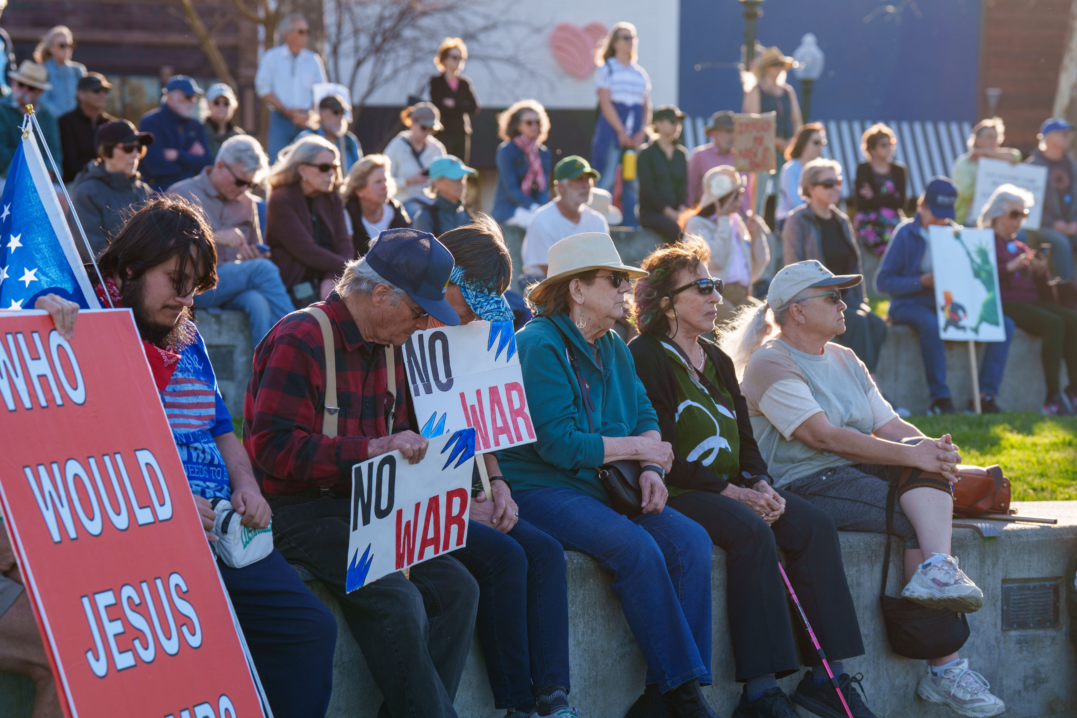 Attendees at "No Forever Wars" Day of Action in Napa