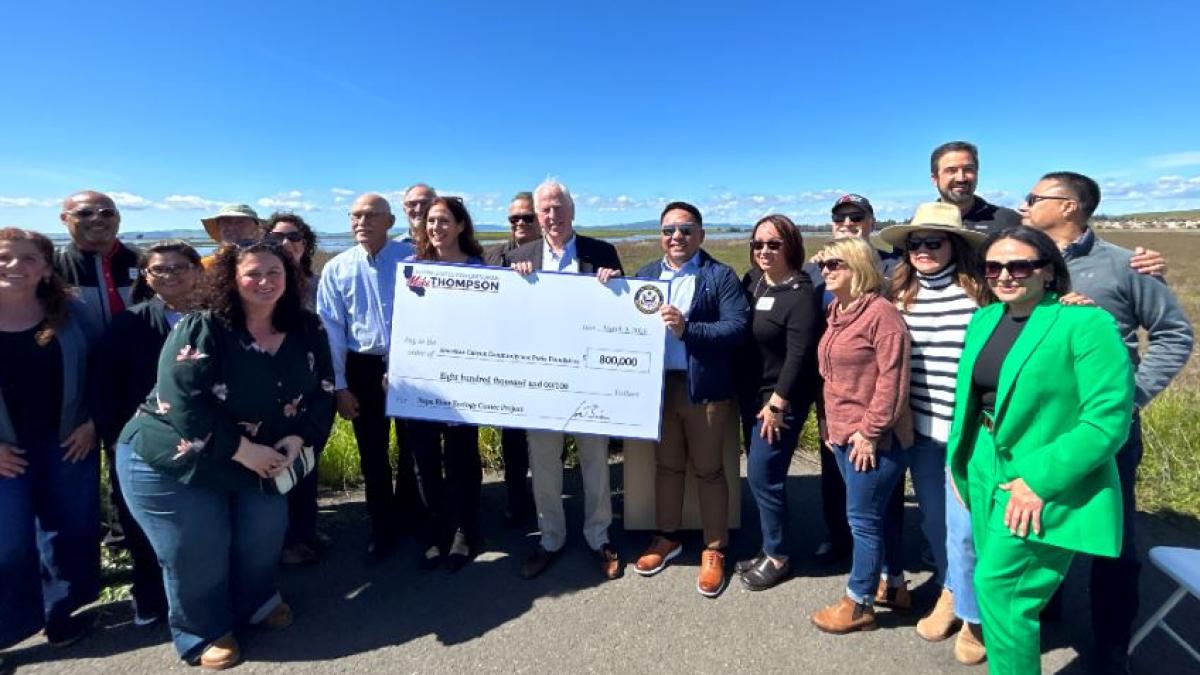 THOMPSON PRESENTS $800,000 CHECK TO AMERICAN CANYON FOR NAPA RIVER ECOLOGY CENTER