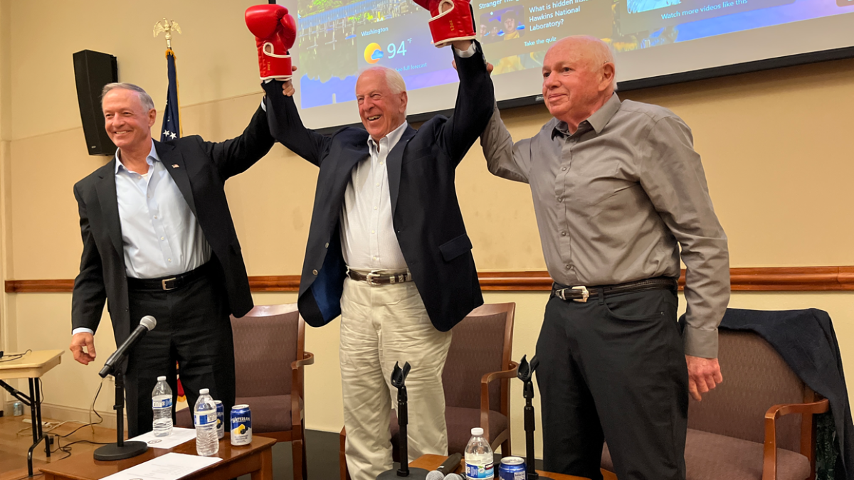 Rep. Mike Thompson hosts a Yolo County Senior town hall with special guests former Commissioner O’Malley (left), and President Richtman (right).