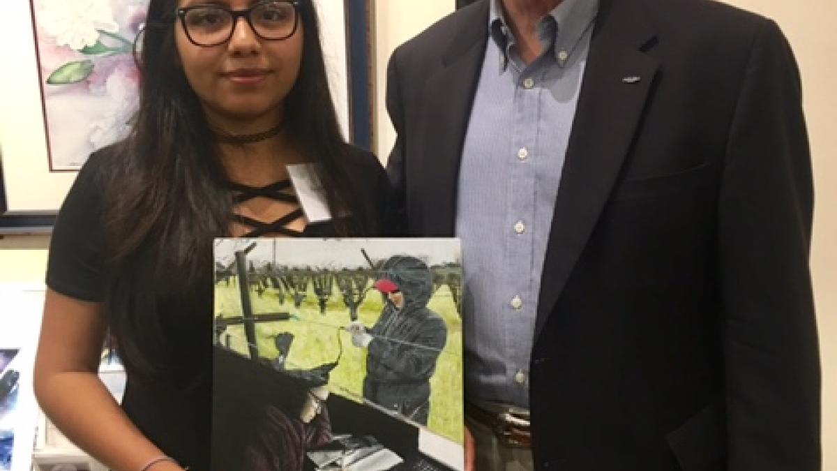 Napa County Art Finalist Angie Correa with Hand in Hand 