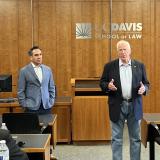 Rep. Thompson and Chairman Aguilar speaking to a group of UC Davis students.