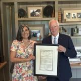 Yolo County Woman of the Year Marisa Alcorta with Rep. Thompson at Sunday's recognition event. 