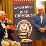 Thompson and Larson speak to Martinez seniors.