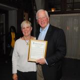 Rep. Thompson presents a certificate of Congressional recognition to Mondavi’s daughter, Annie Roberts.