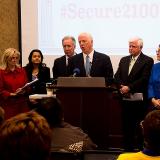 Rep. Thompson speaks at a press conference to introduce the Social Security 2100 Act.