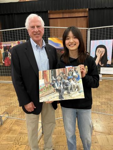 Rep. Thompson with Catherine Li, the Sonoma County finalist, and her submission “A Winter Afternoon”.