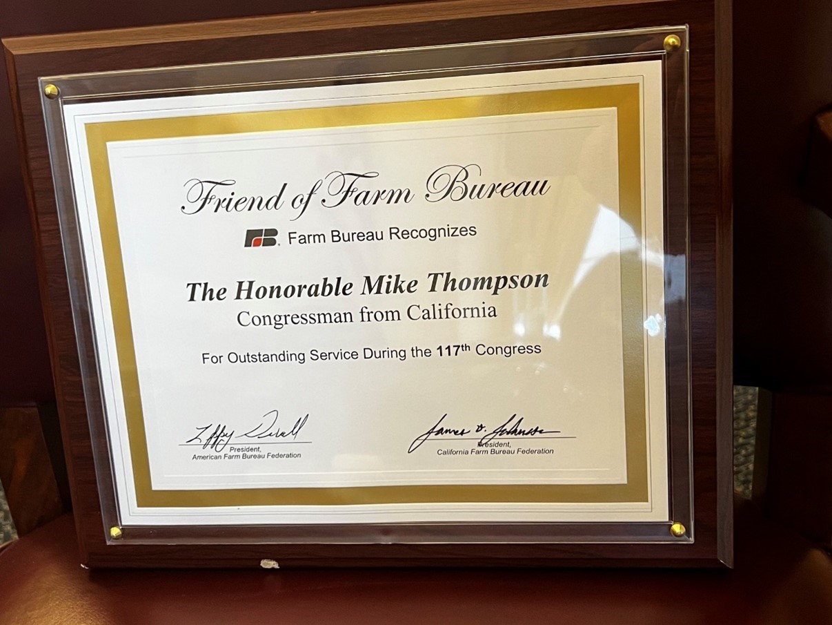 Thompson Honored with American Farm Bureau Federation's Friend of Farm Bureau Award