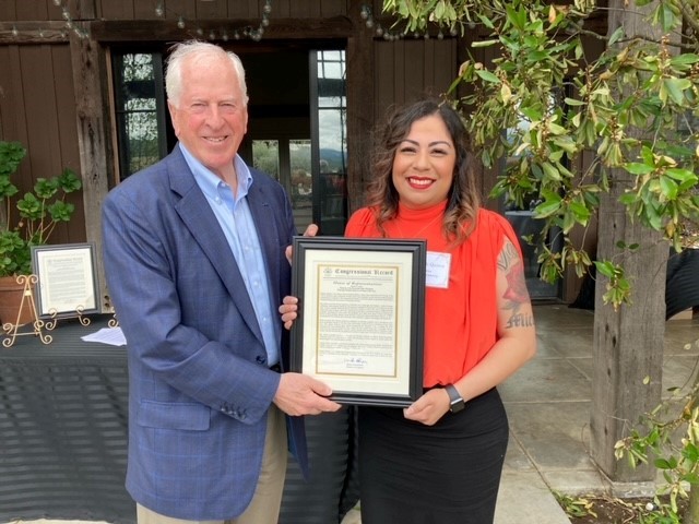 Thompson presents CRS to Sonoma County Woman of the Year Elizabeth Quiroz